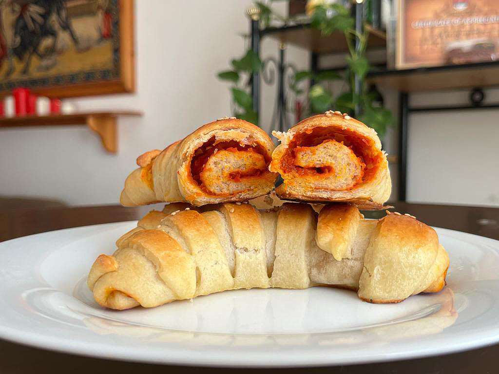 Puff pastry with ajvar